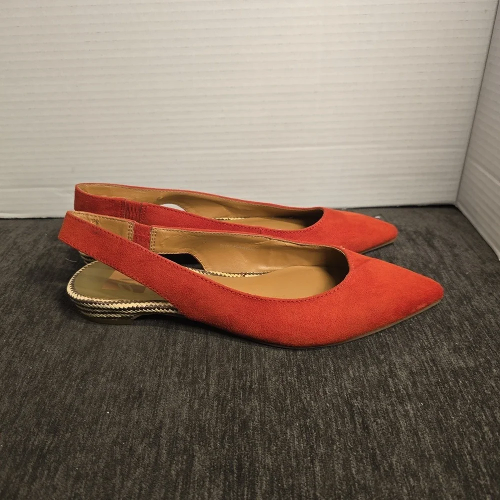 DV8 Dolce Vita Womens Red Suede Pointed Toe Slingback Espadrille Flats Size 6.5